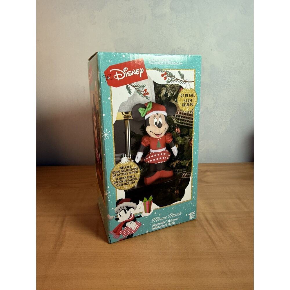 Disney Minnie Mouse Christmas Airblown Inflatable Indoor 24” Decor Gemmy New